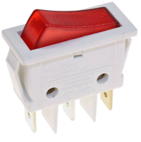Power switch 11x30mm white, red light