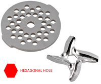 Moulinex meat mincer blade (hex hole) & hole disc