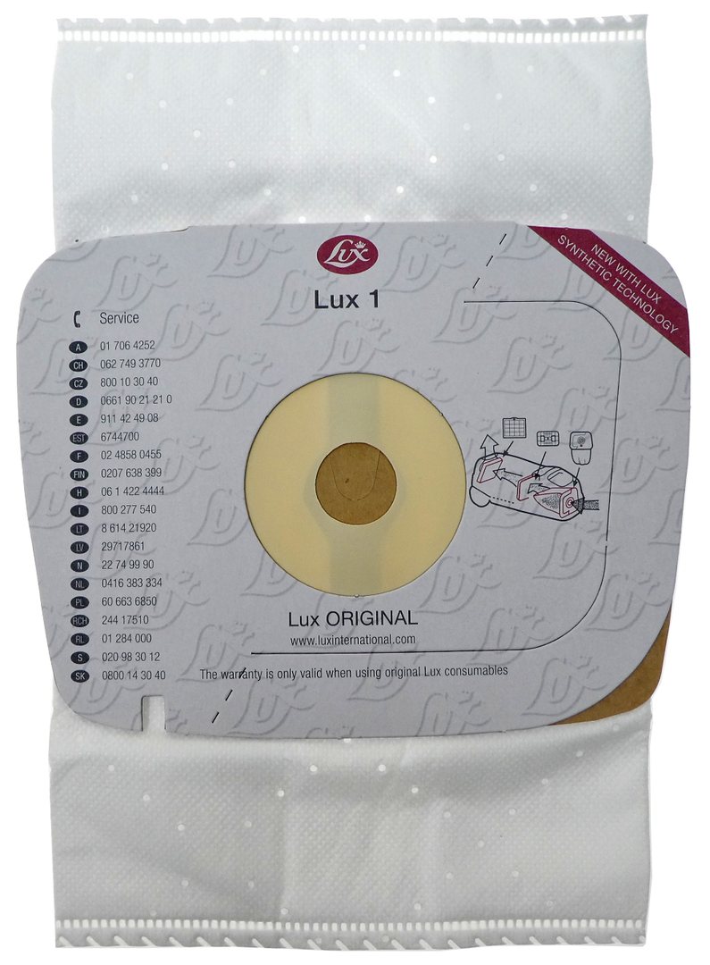 LUX 1 R vacuum cleaner dust bags 4pcs 105023001 fhp.fi