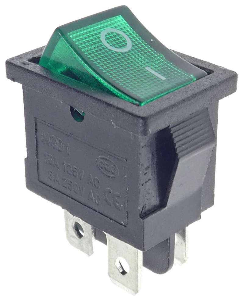 Helkama power switch, green RS1373CBG2N2