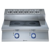 Frontal 2-zone (5 kW each) electric induction cooking