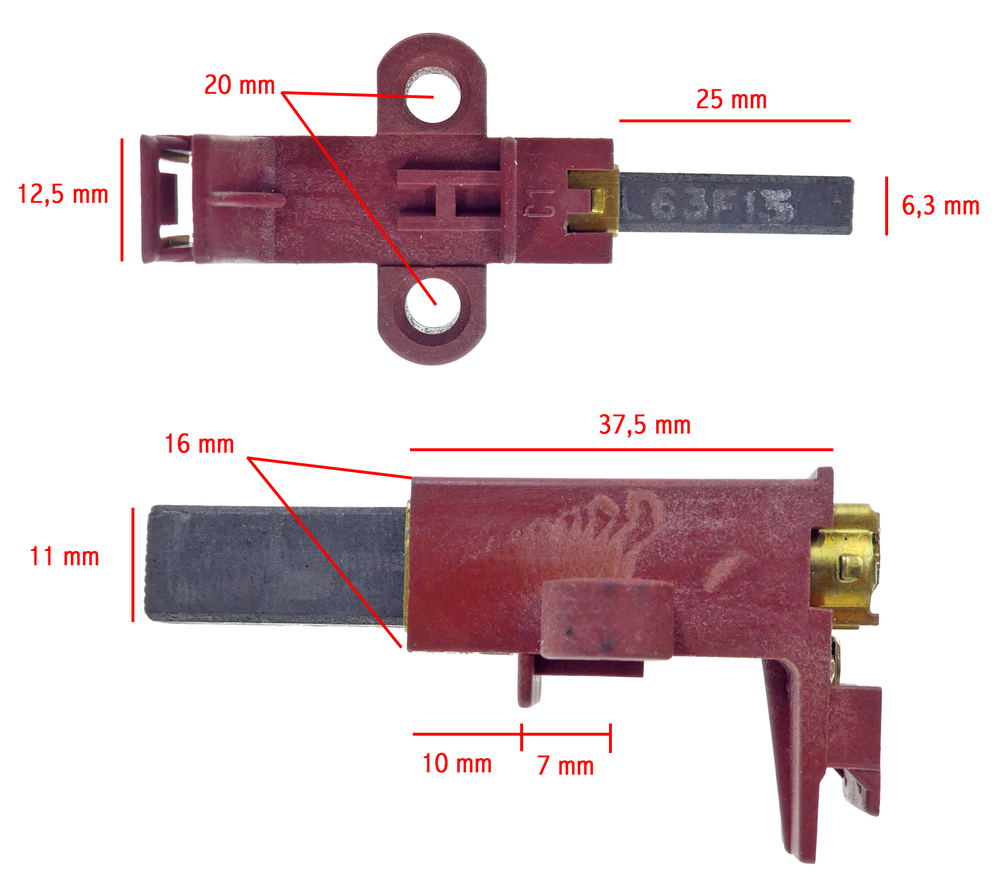 Ametek imurin moottorin hiilet 6,3x11mm
