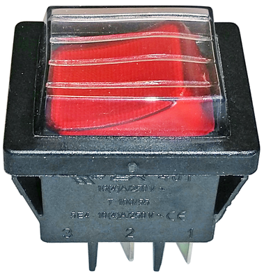 Power switch with rubber protection red 22x30mm