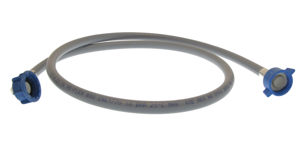 Pesukoneen täyttöletku 1,3m suora 3/4" - kulma 3/4"