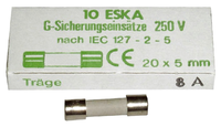 Ceramic tube fuse 8A 20x5mm, 10pcs