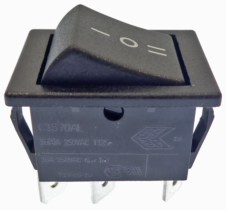 Power switch 1-0-2, black 250V/16A 23x30mm - fhp.fi - appliance spare parts