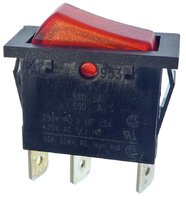 Power switch 16A red 12x28mm