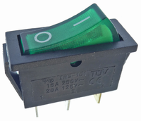 Power switch 16A green 11x30mm