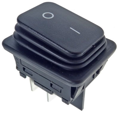 Rocker switch, black shielded 22x31mm 250V 20A