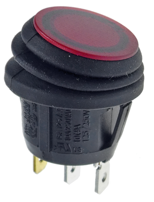 Rocker switch, red shielded 21mm 250V 10A