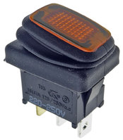 Rocker switch, orange shielded 13x19mm 250V 16A
