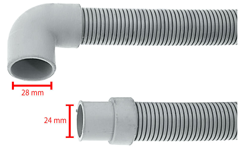 Comenda dishwasher drain hose, 90º / 28mm