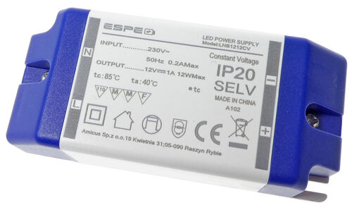 Led virtalähde DC12V 12W 1A