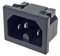 Pistorasia IEC C16 uralla, 4,8mm lattaliittimet