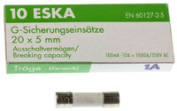 Ceramic tube fuse 1A 20x5mm, 10pcs